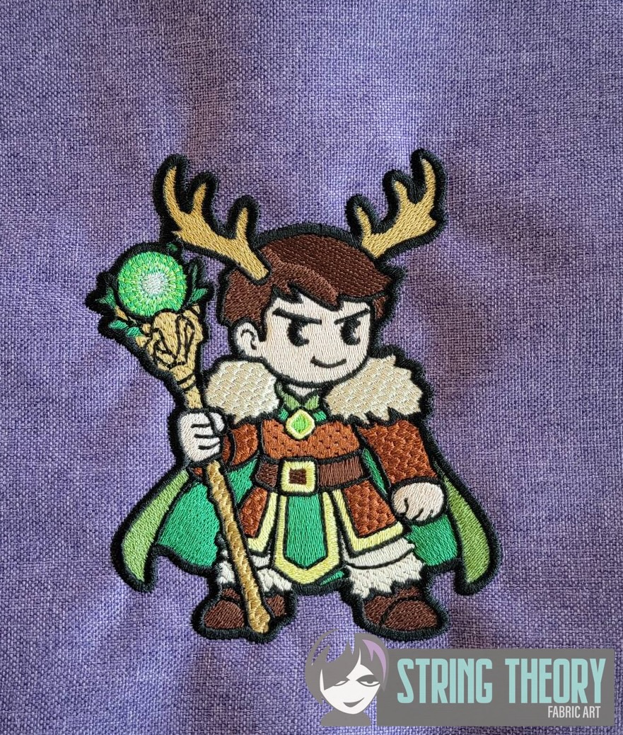 DND Chibi Boy Druid machine embroidery design