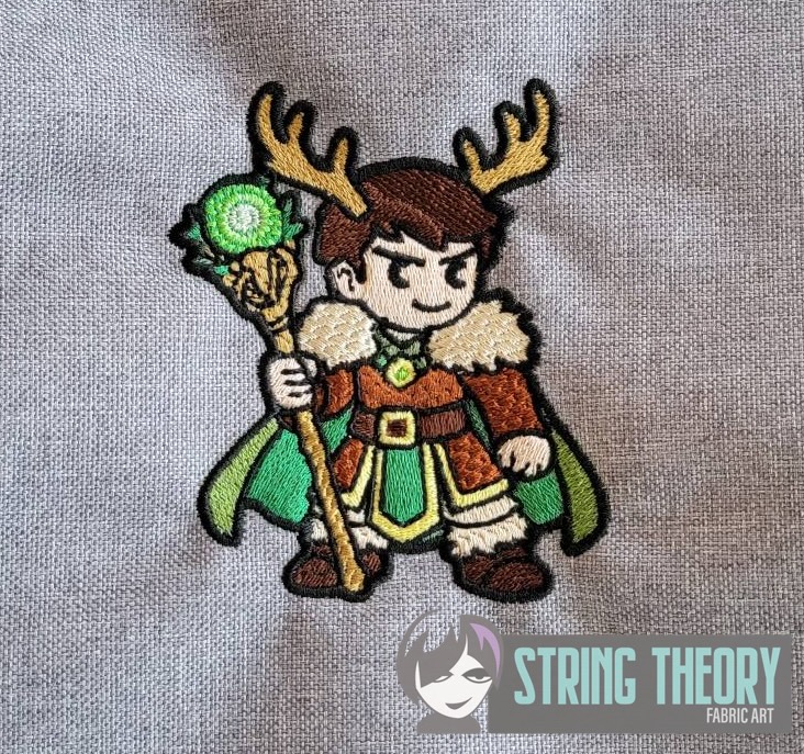 DND Chibi Boy Druid machine embroidery design