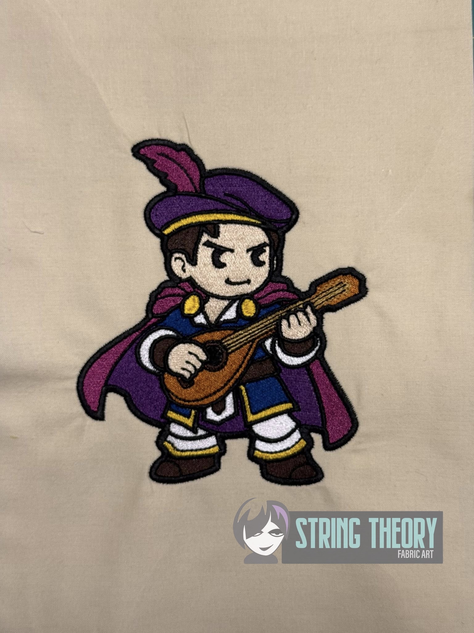 DND Chibi Boy Bard machine embroidery design