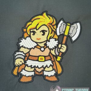 DND Chibi Girl Barbarian machine embroidery design