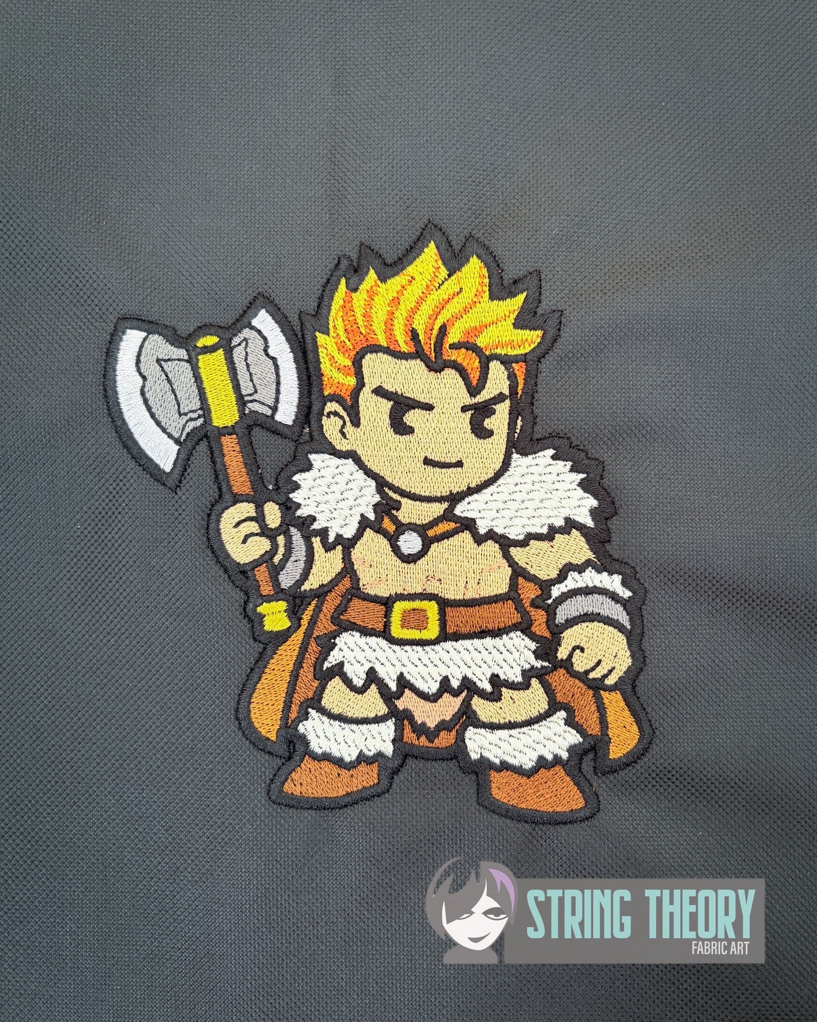 DND Chibi Boy Barbarian machine embroidery design