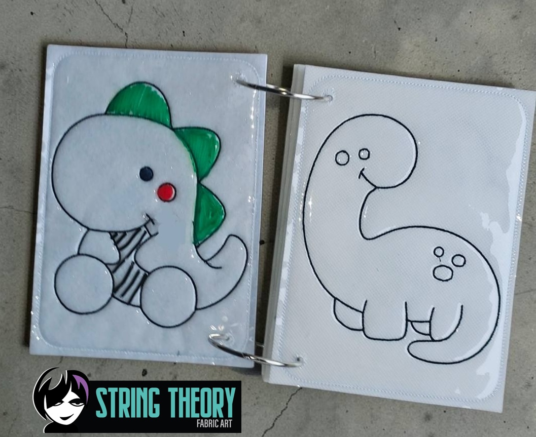 Tiny Cute Dino Coloring Book ITH Machine Embroidery Pattern