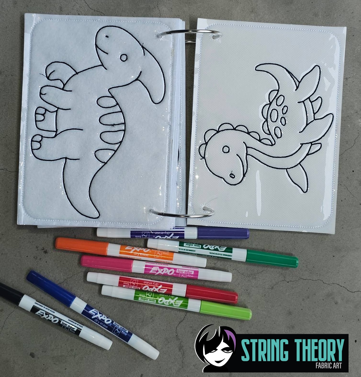 Tiny Cute Dino Coloring Book ITH Machine Embroidery Pattern