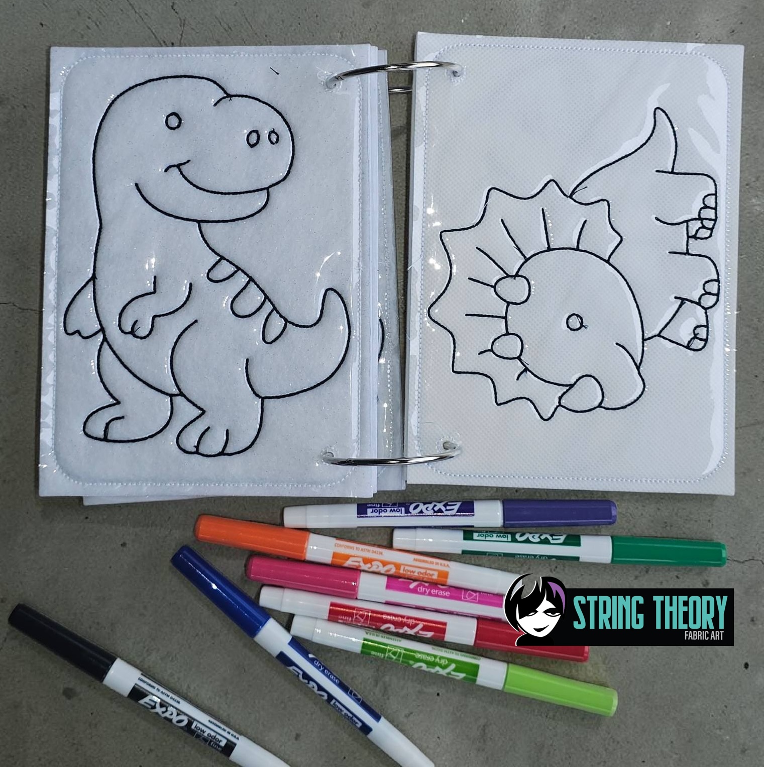Tiny Cute Dino Coloring Book ITH Machine Embroidery Pattern