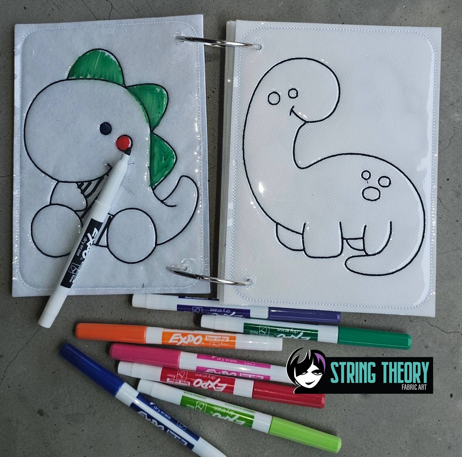 Tiny Cute Dino Coloring Book ITH Machine Embroidery Pattern