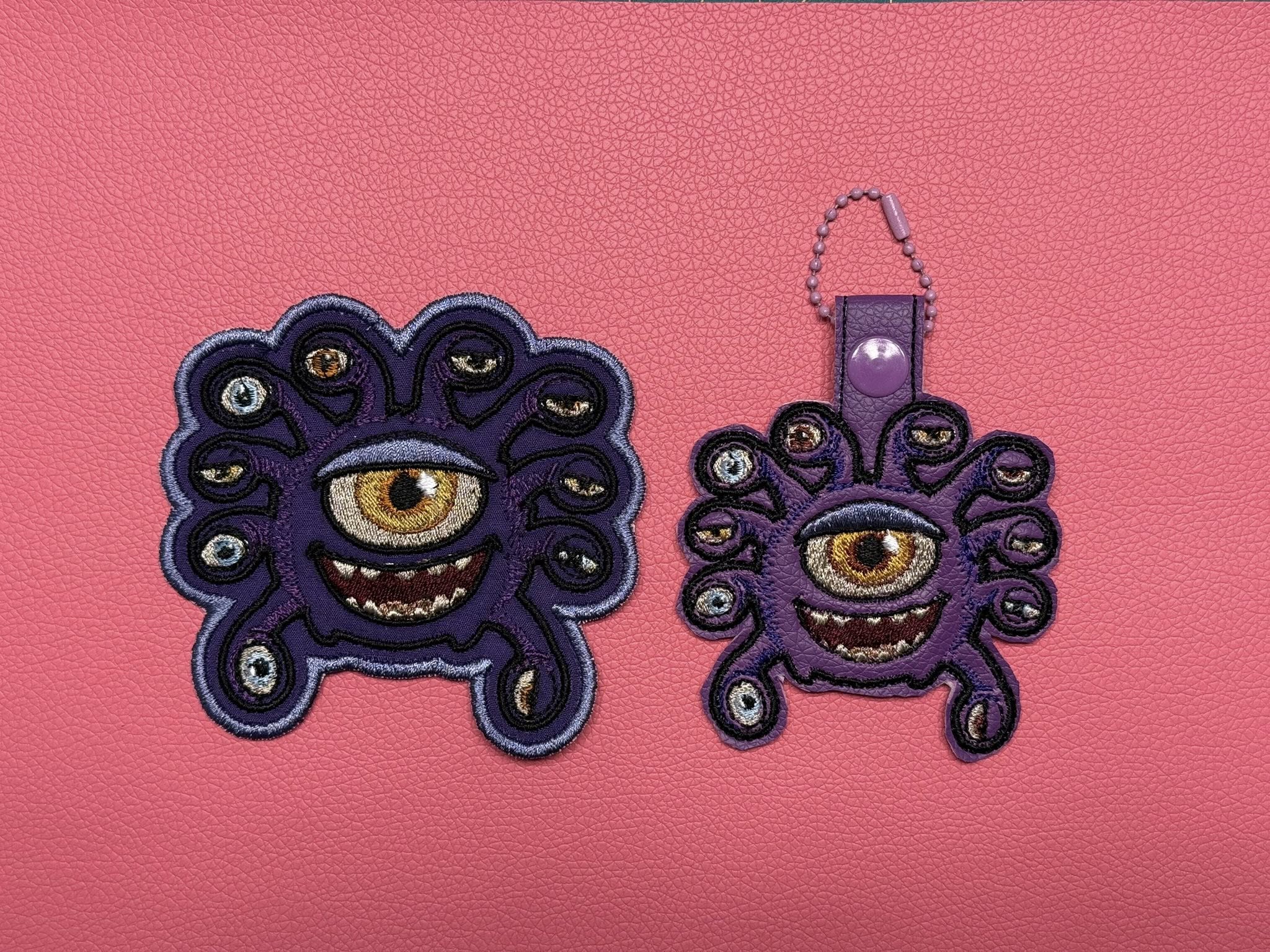 DND Chibi Beholder fob patch ITH machine embroidery design