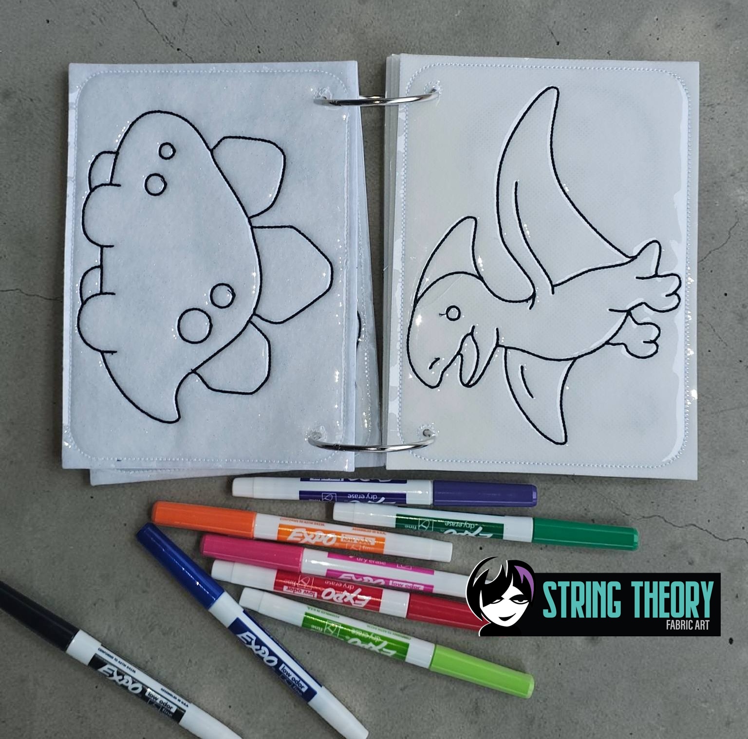 Tiny Cute Dino Coloring Book ITH Machine Embroidery Pattern