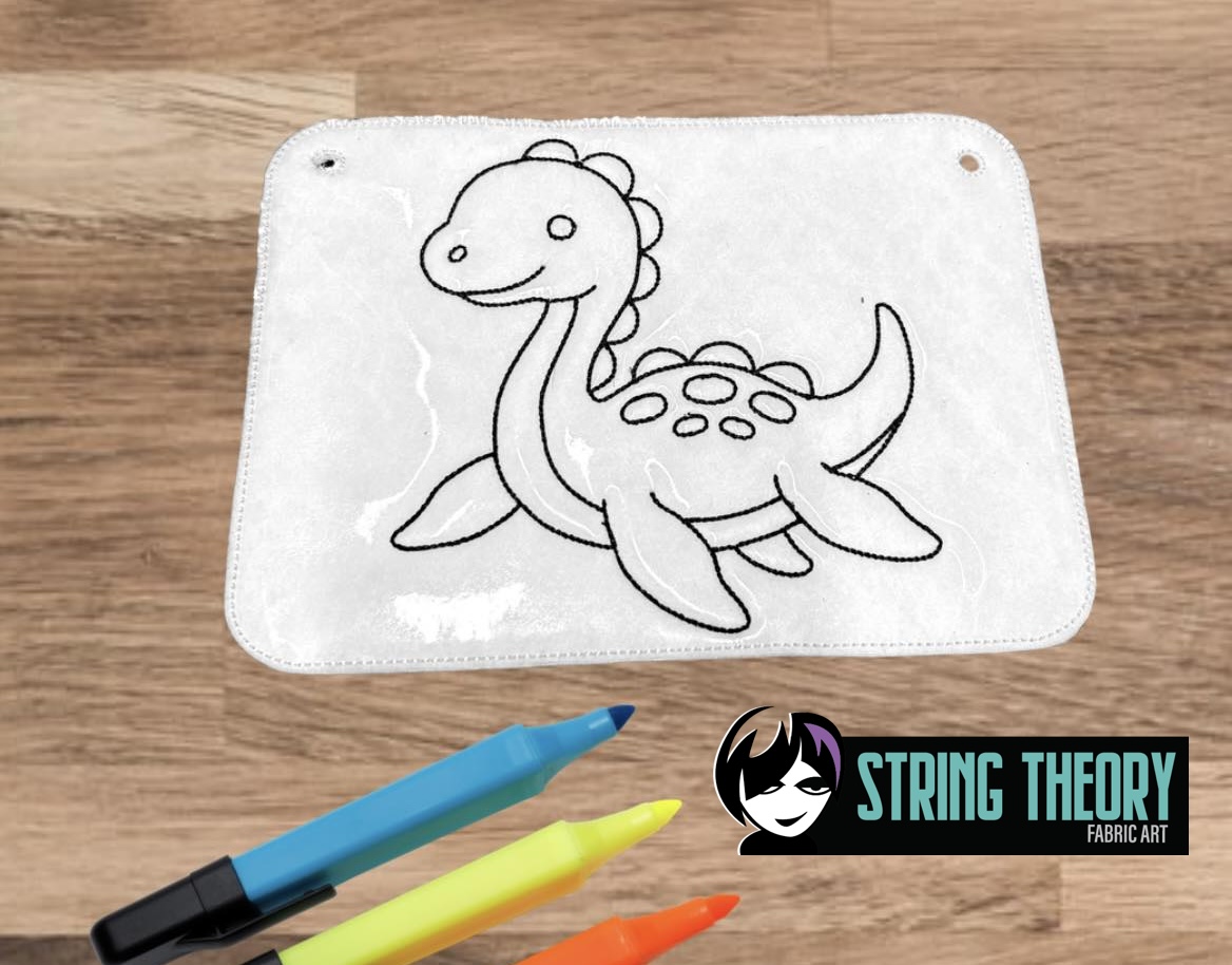 Color Page Plesiosaur Dinosaur ITH Machine Embroidery Design
