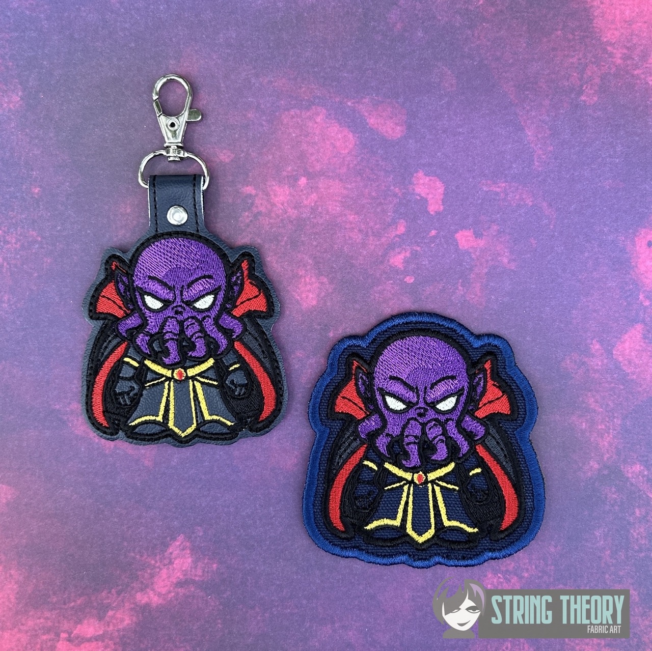 DND Chibi Mind Flayer fob patch ITH machine embroidery design