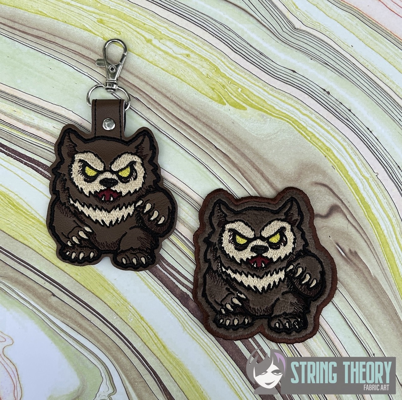 DND Chibi Owlbear fob patch ITH machine embroidery design