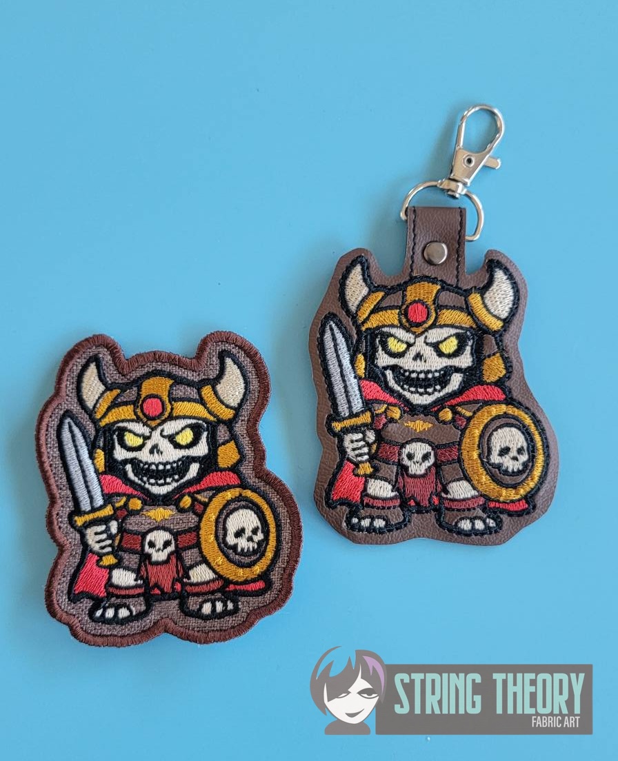 DND Chibi Skeleton fob patch ITH machine embroidery design
