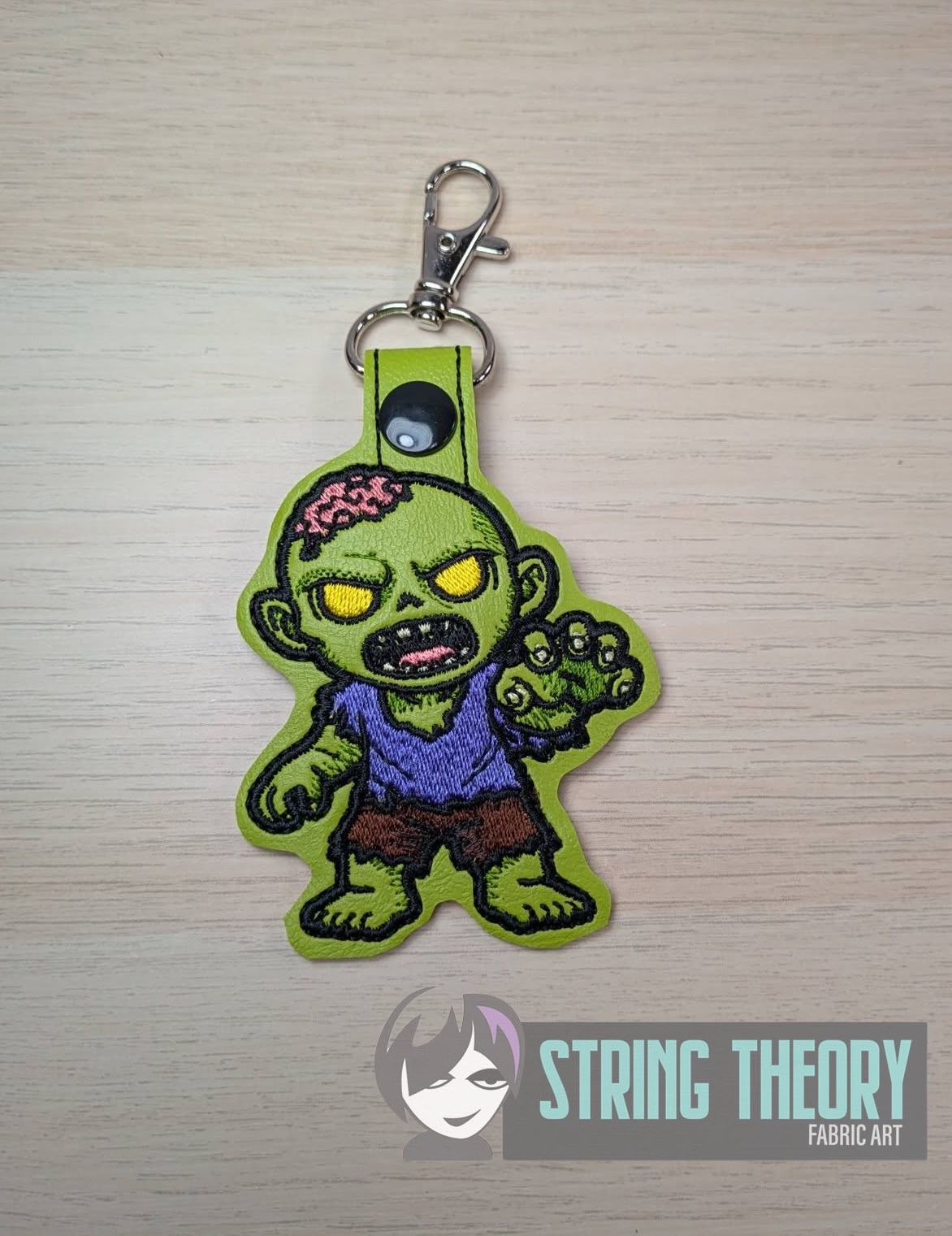 DND Chibi Zombie fob patch ITH machine embroidery design