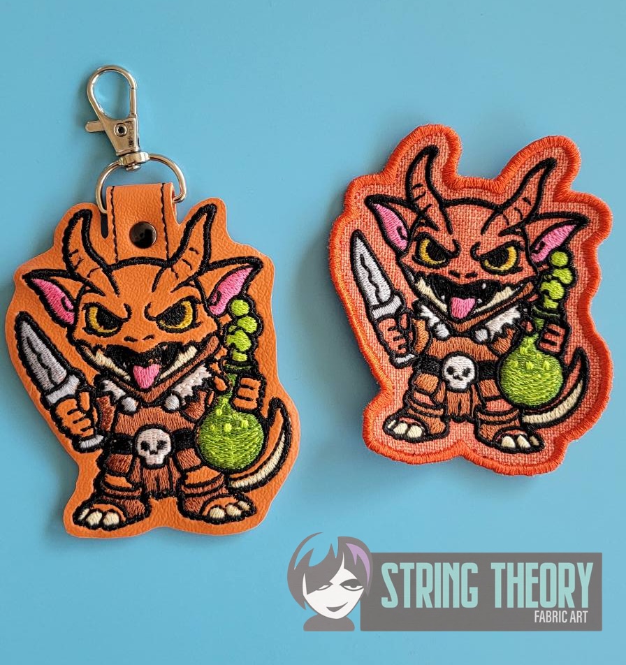 DND Chibi Kobold fob xpatch ITH machine embroidery design
