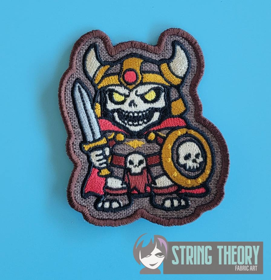 DND Chibi Skeleton fob patch ITH machine embroidery design