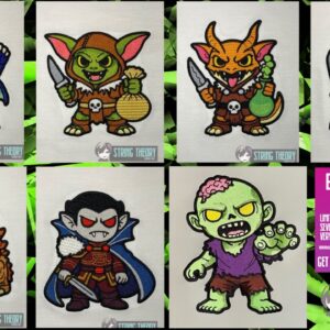 DND Chibi Monster 2 5x7 machine embroidery pattern bundle