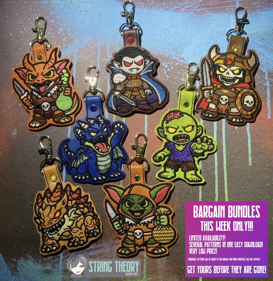 DND Chibi Monsters 2 Fob ITH machine embroidery pattern bundle