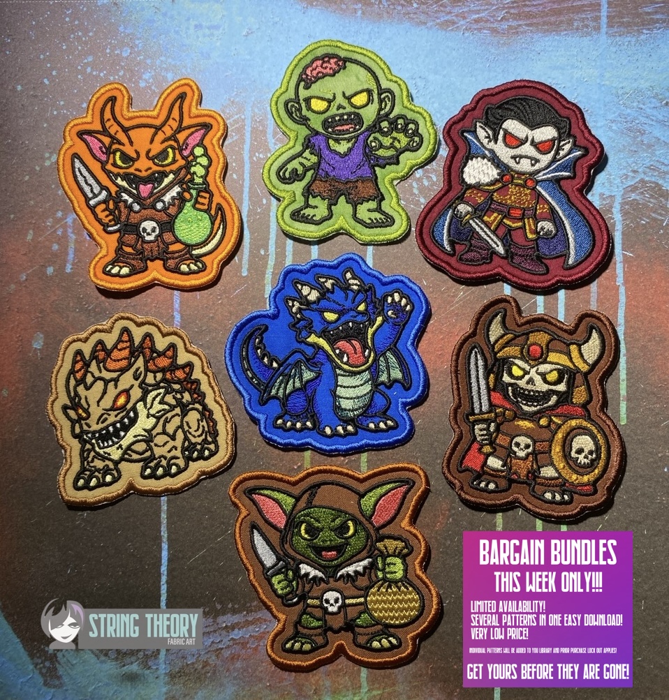 DND Chibi Monsters 2 patch ITH machine embroidery pattern bundle