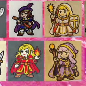 DND Chibi Girl Heroes 4x4 machine embroidery pattern bundle