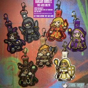 DND Chibi Girl Heroes fob ITH machine embroidery pattern bundle