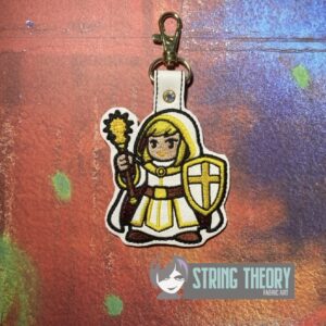 DND Chibi Girl Cleric fob ITH machine embroidery design
