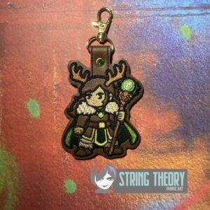 DND Chibi Girl Druid fob ITH machine embroidery design