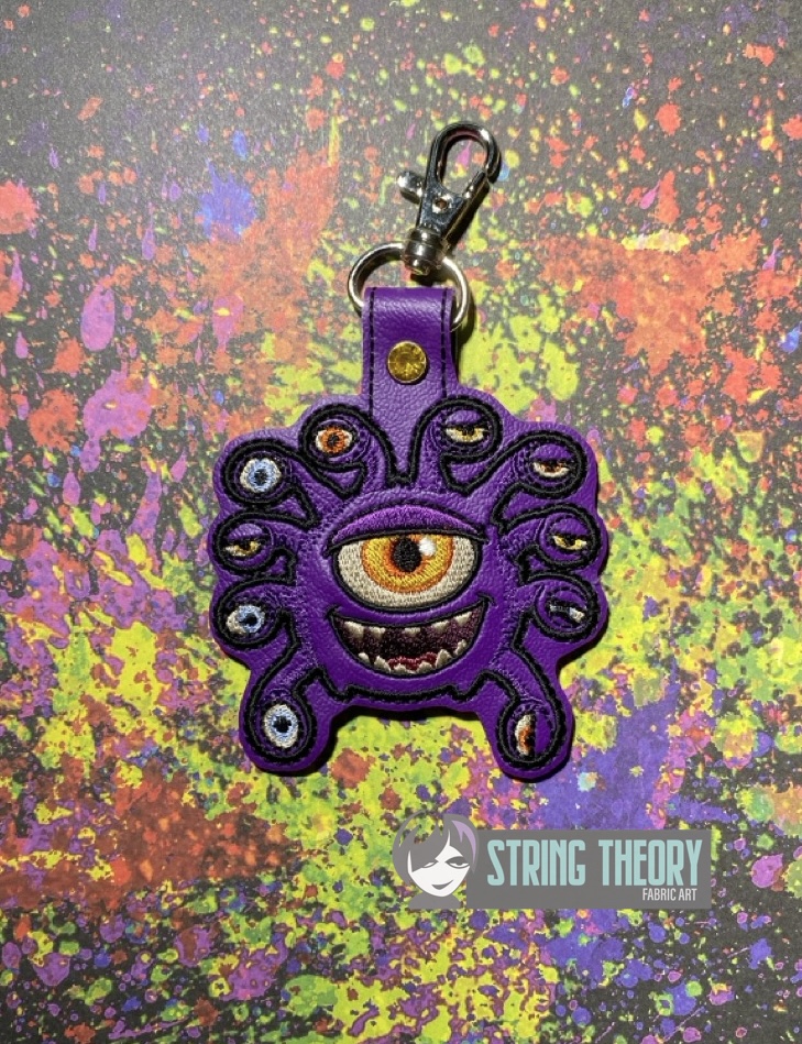 DND Chibi Beholder fob patch ITH machine embroidery design