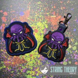DND Chibi Mind Flayer fob patch ITH machine embroidery design