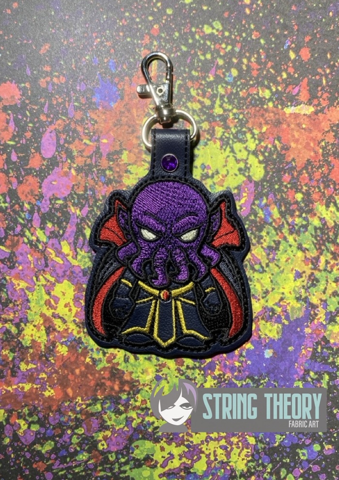 DND Chibi Mind Flayer fob patch ITH machine embroidery design