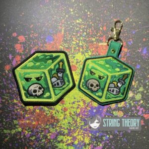 DND Chibi Gelatinous Cube fob patch ITH machine embroidery design