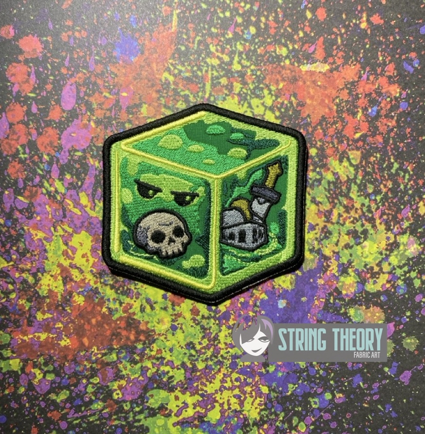 DND Chibi Gelatinous Cube fob patch ITH machine embroidery design