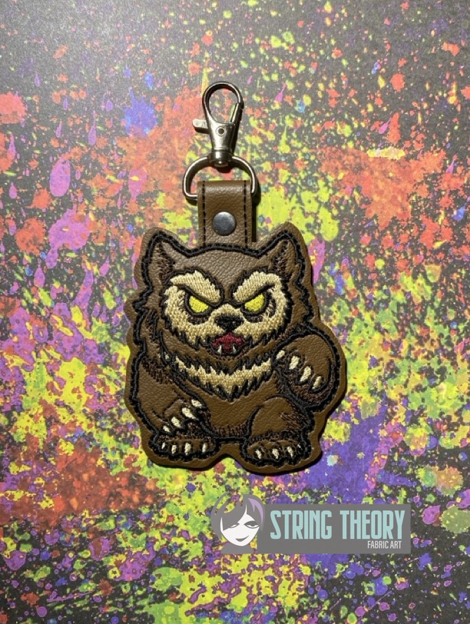 DND Chibi Owlbear fob patch ITH machine embroidery design