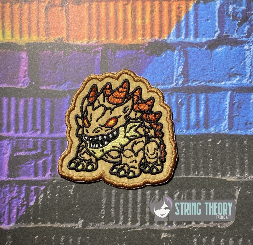 DND Chibi Tarrasque fob patch ITH machine embroidery design