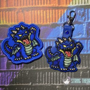 DND Chibi Dragon fob patch ITH machine embroidery design