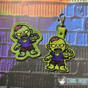 DND Chibi Zombie fob patch ITH machine embroidery design