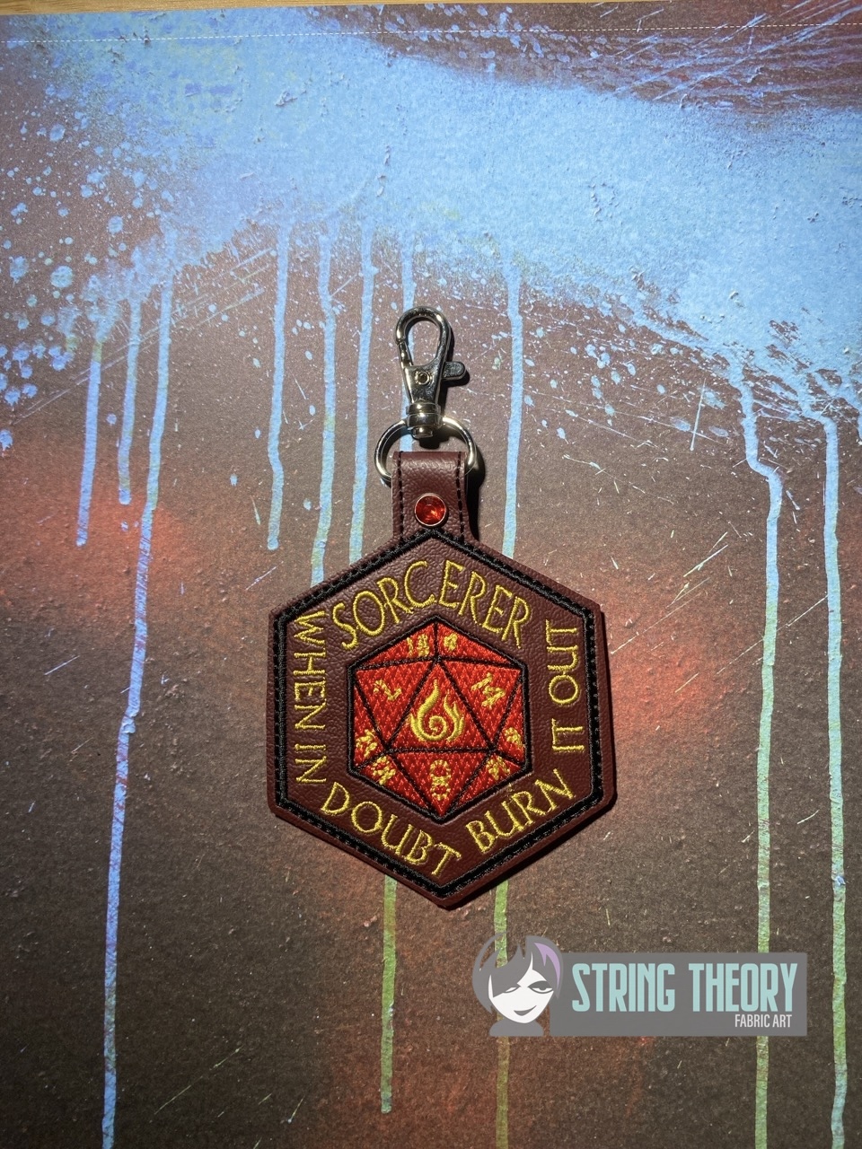 Sorcerer Burn It Out ITH fob patch machine embroidery design