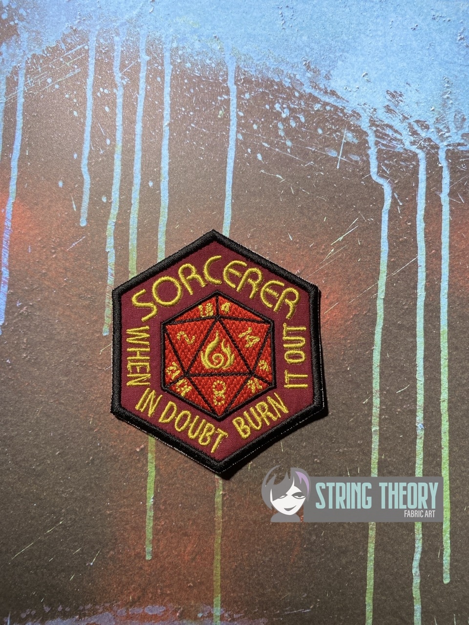 Sorcerer Burn It Out ITH fob patch machine embroidery design