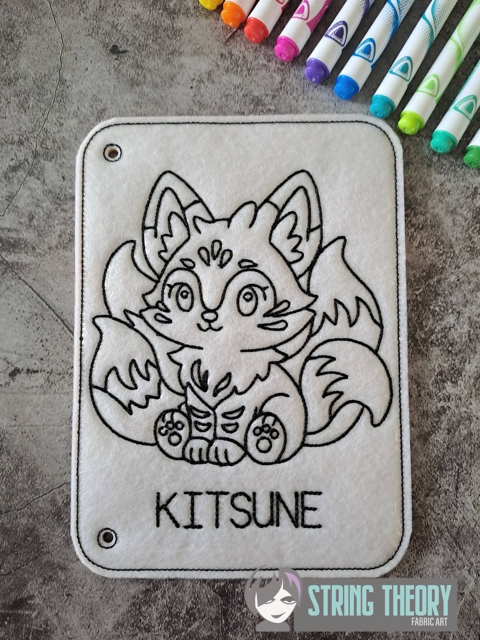 Chibi Kitsune Color Page ITH machine embroidery design