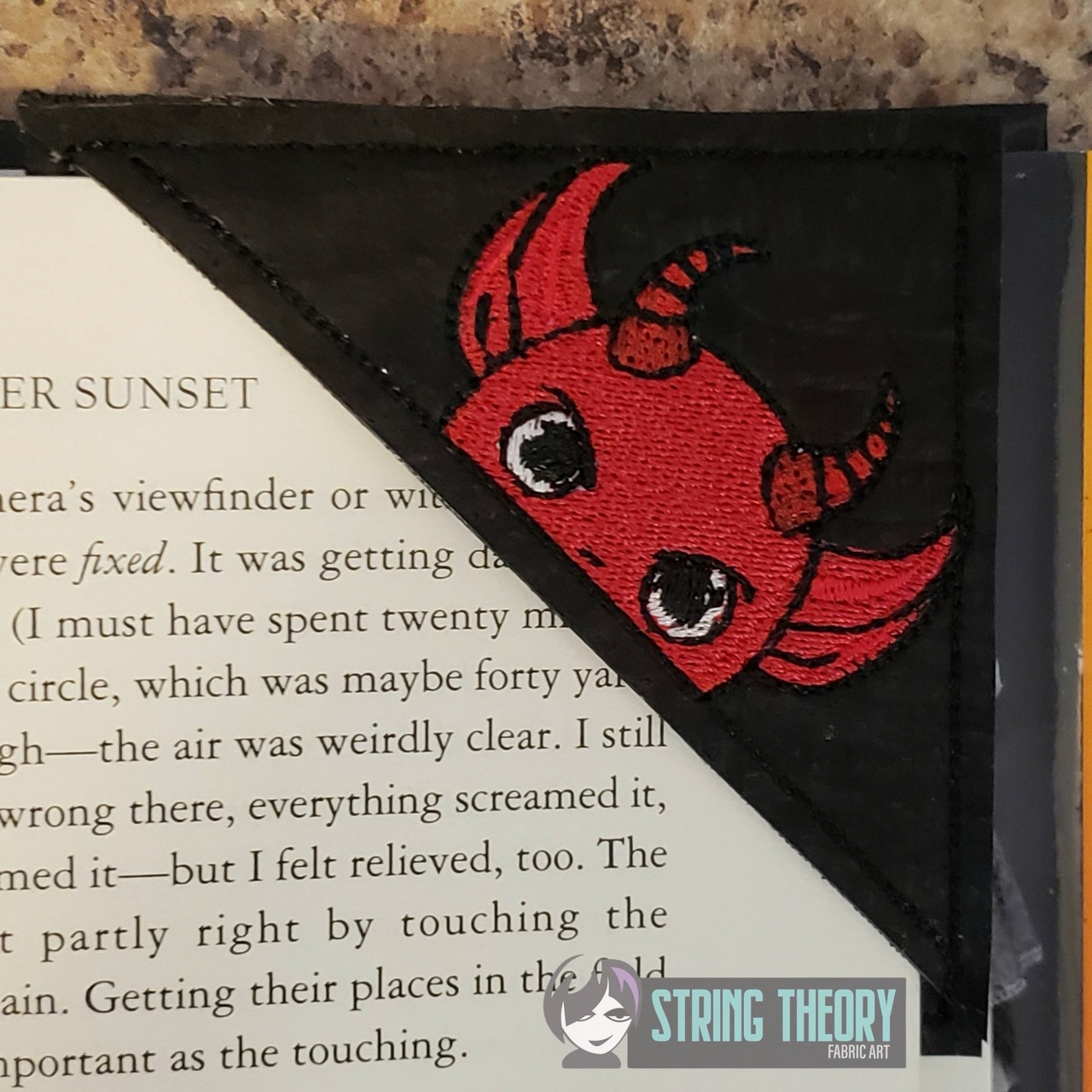 Chibi Demon Corner Bookmark ITH machine embroidery design