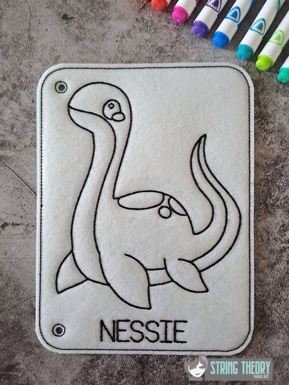 Chibi Nessie Color Page ITH machine embroidery design
