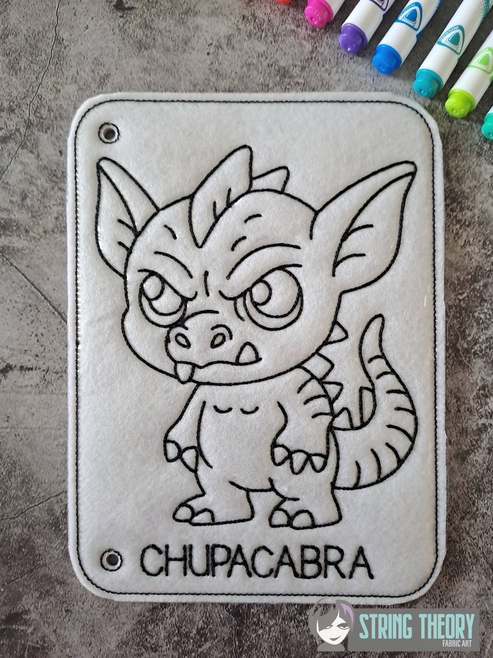 Chibi Chupacabra Color Page ITH machine embroidery design