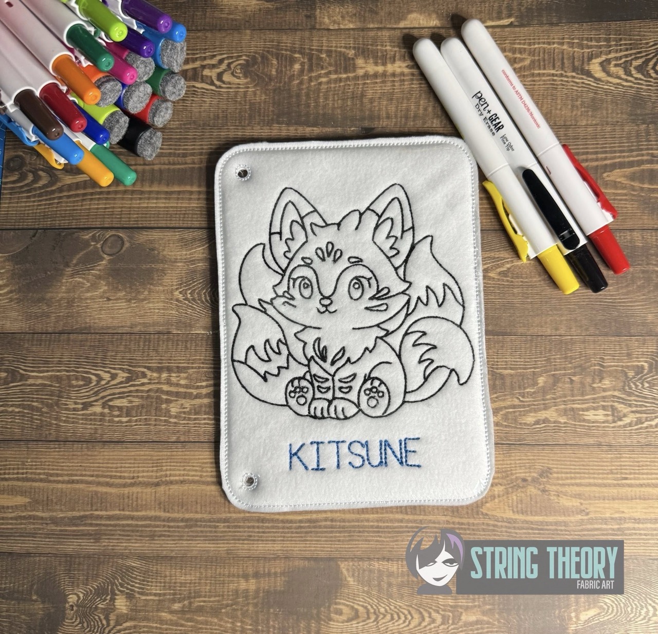 Chibi Kitsune Color Page ITH machine embroidery design