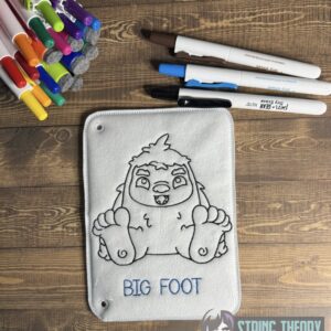 Chibi Big Foot Color Page ITH machine embroidery design