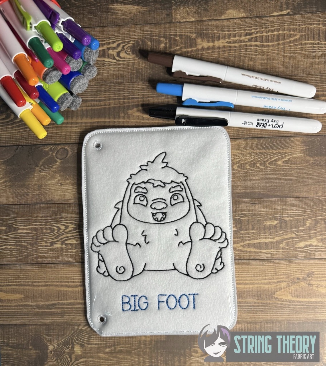 Chibi Big Foot Color Page ITH machine embroidery design