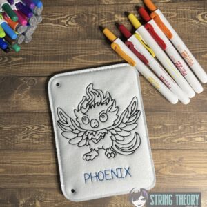Chibi Phoenix Color Page ITH machine embroidery design