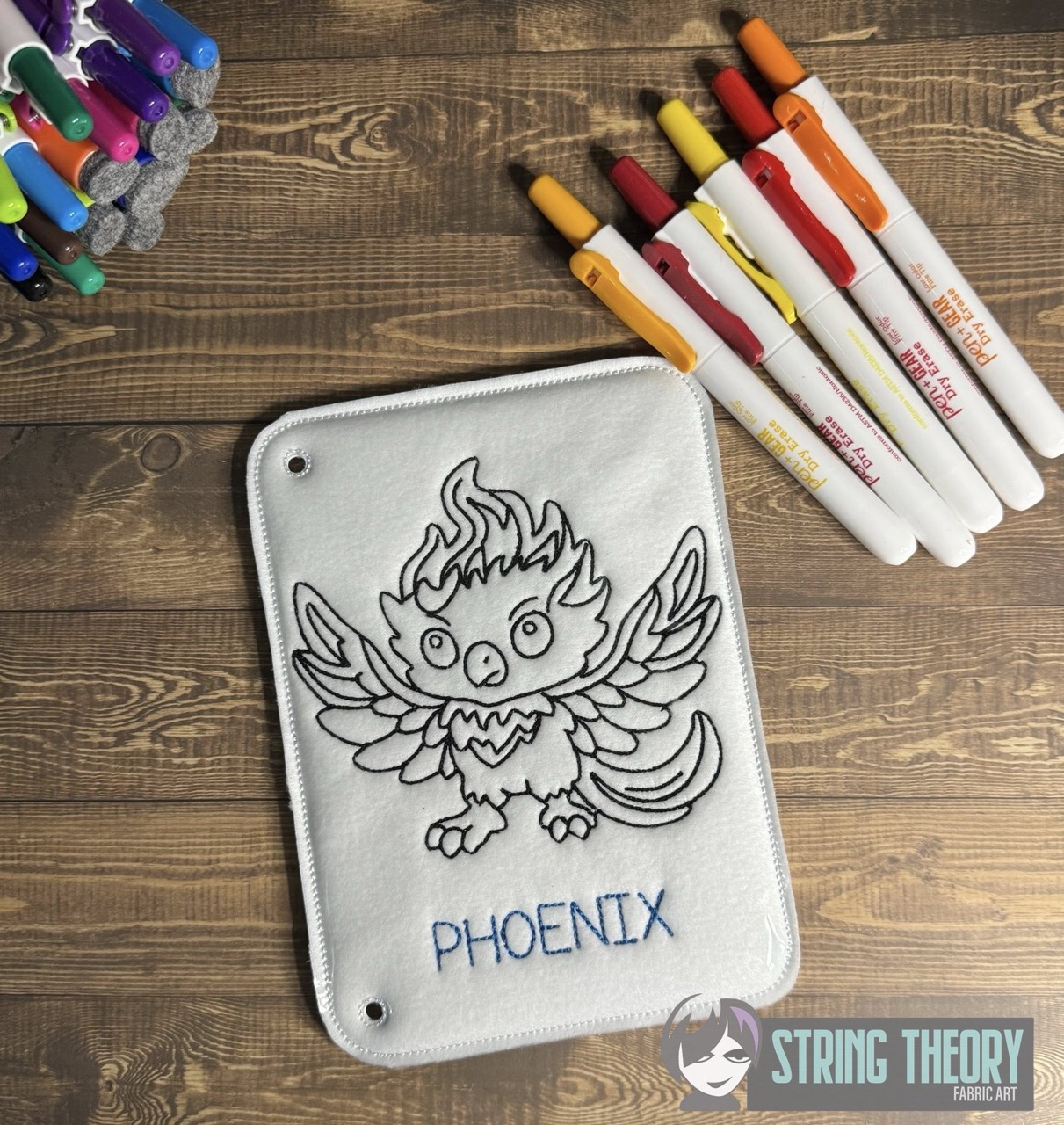 Chibi Phoenix Color Page ITH machine embroidery design