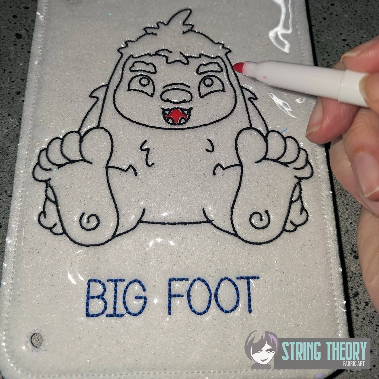 Chibi Big Foot Color Page ITH machine embroidery design