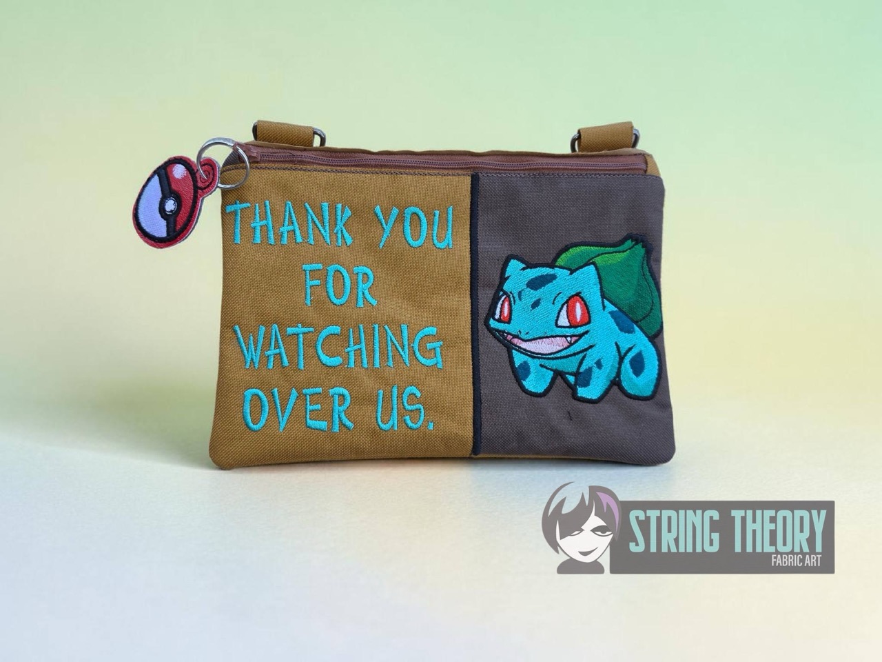 Split Front Chibi Bulbasaur Fully Lined ITH Zip Bag Machine Embroidery Design