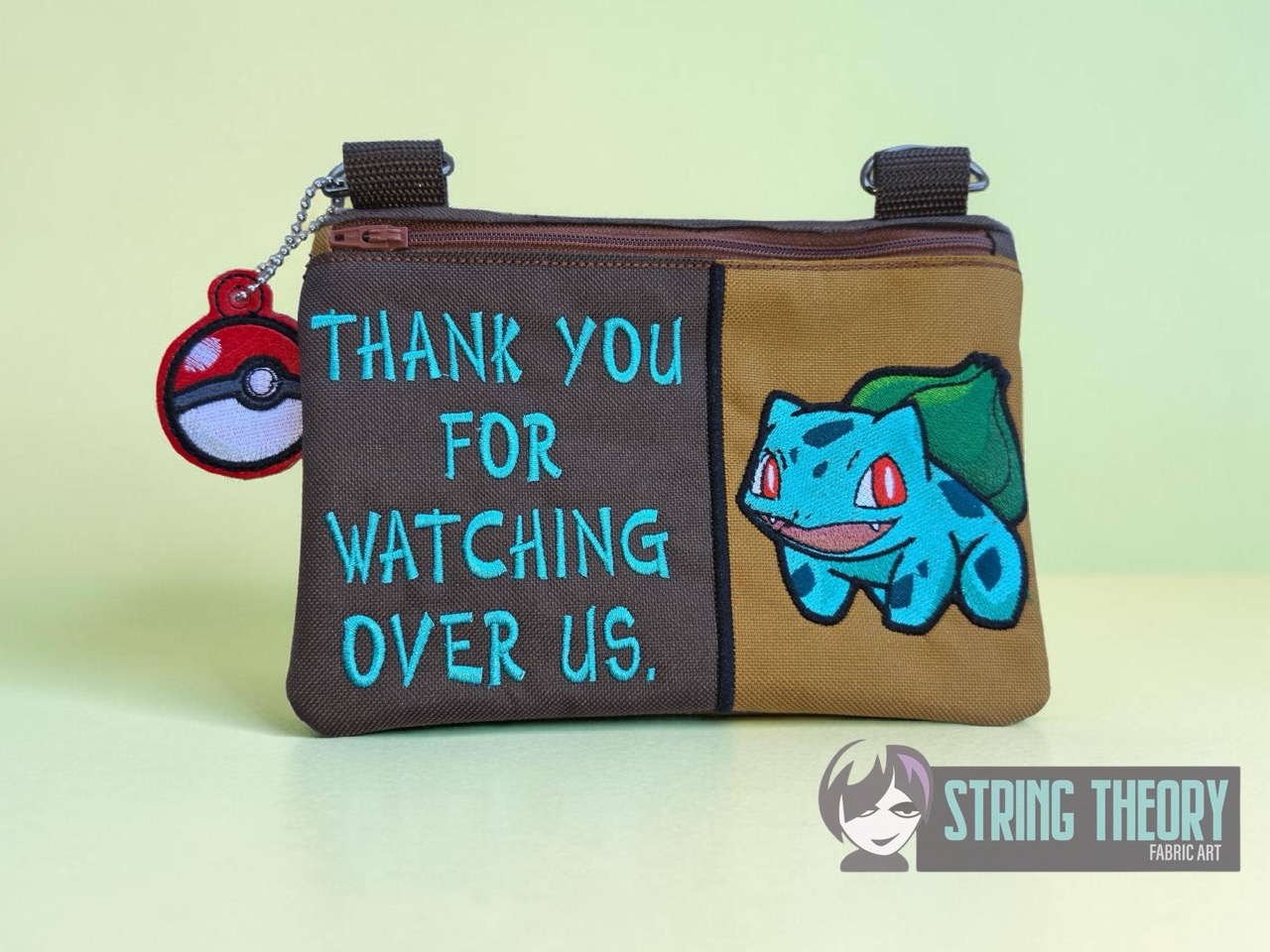 Split Front Chibi Bulbasaur Fully Lined ITH Zip Bag Machine Embroidery Design