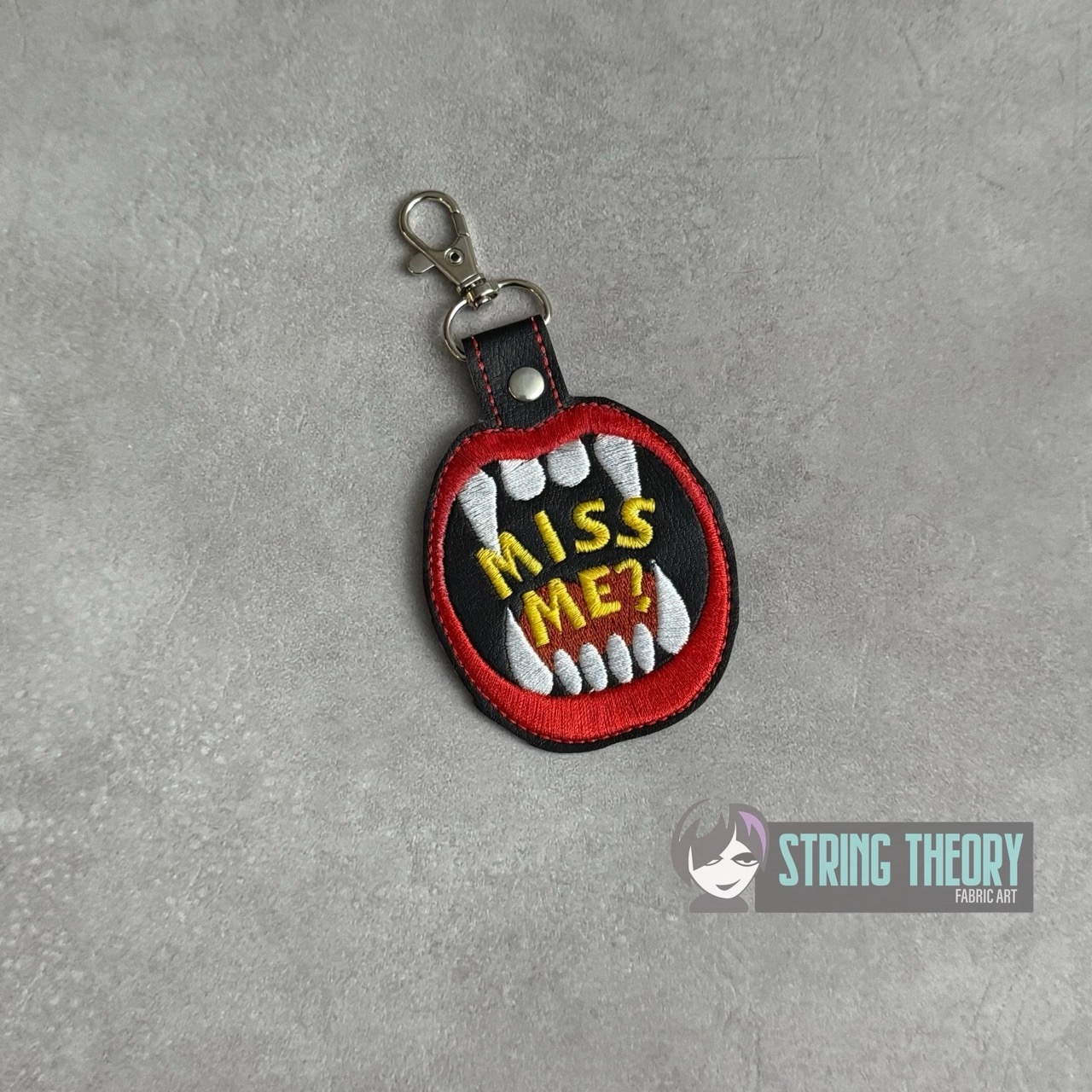 DCC - Miss Me fob patch ITH machine embroidery design