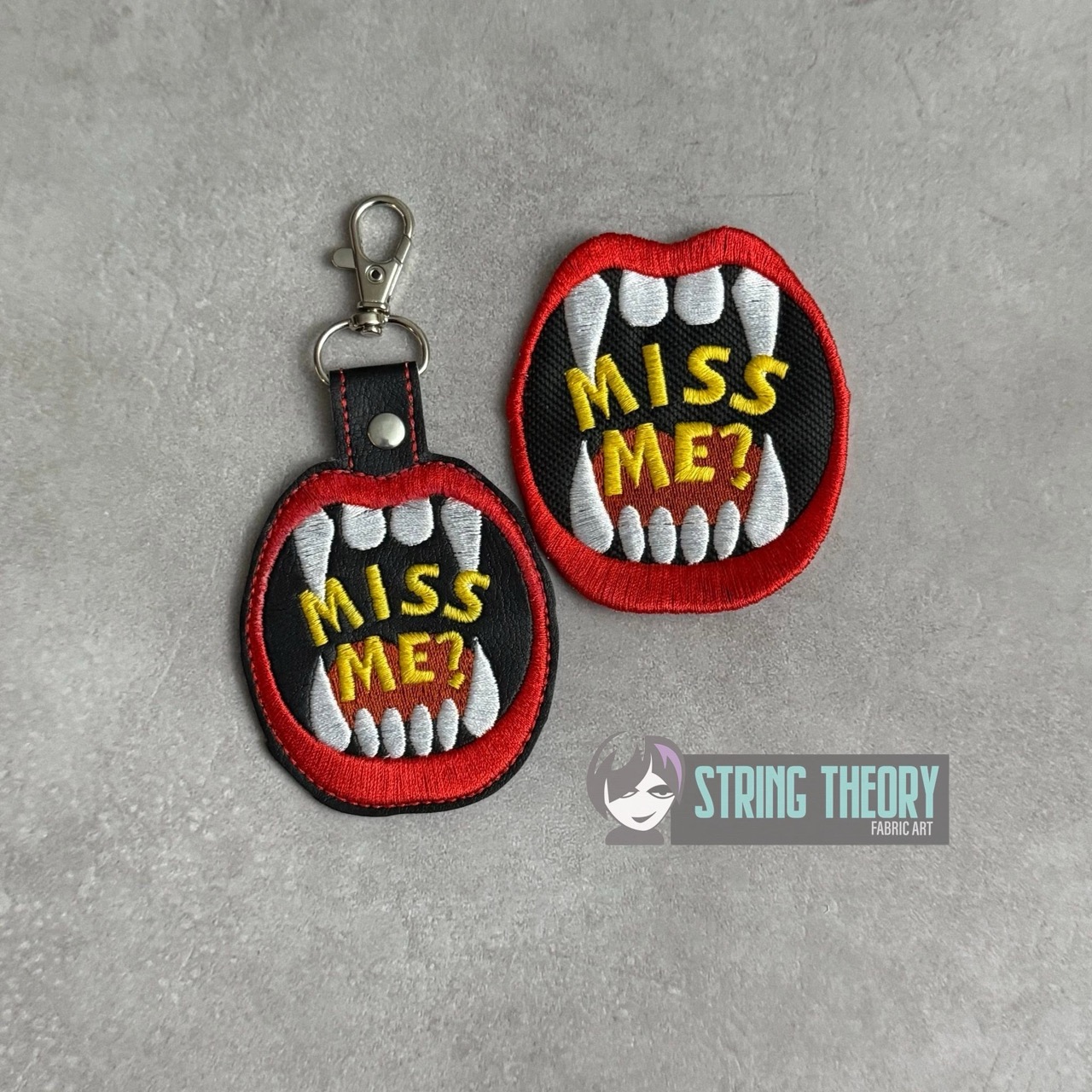 DCC - Miss Me fob patch ITH machine embroidery design